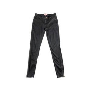 Ted‎ Baker Black Coated Skinny Jeans Zip Ankle Size 26
